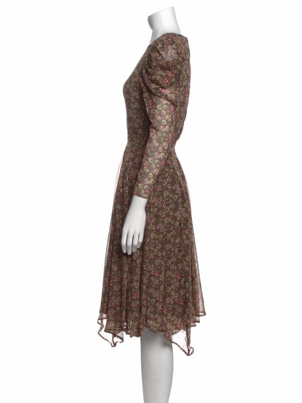 Walter Baker Olive Floral High-Low Midi Dress